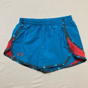UA Under Armour Shorts Girl’s Medium Blue Orange Mesh Athletic Comfortable Sport
